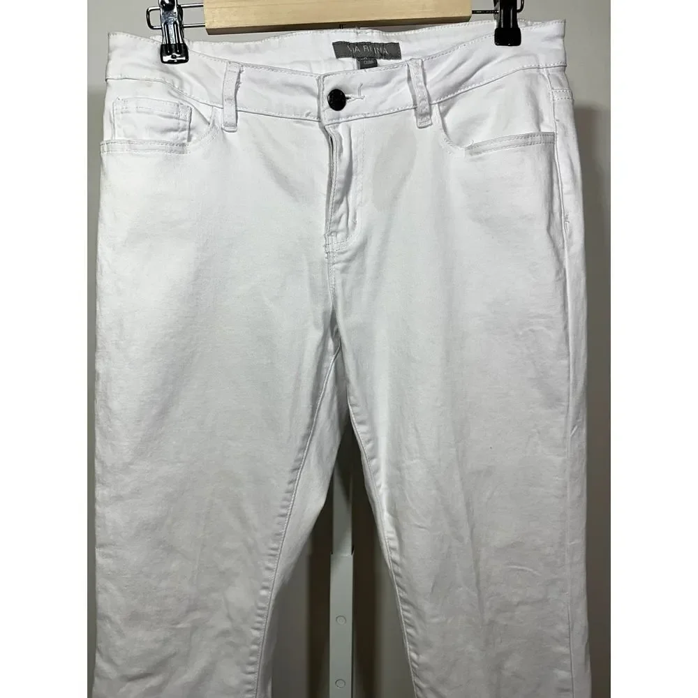 VIA RITINA Women's Tiered Frayed Hem Cropped Jeans White Size 8